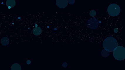 Fototapeta premium Dark blue technology background with abstract bokeh circles and particles for website banner and presentation