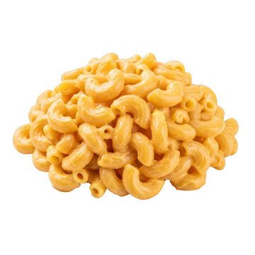 A plate of macaroni and cheese on transparent background