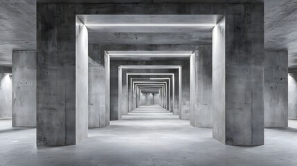 Fototapeta premium Modern Concrete Architecture with Dramatic Lighting and Perspective.