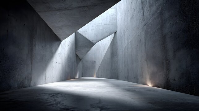 Modern Concrete Architecture with Dramatic Light Rays.
