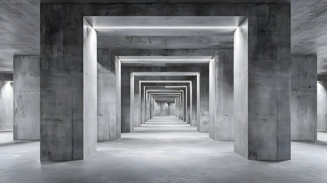 Modern Concrete Architecture with Dramatic Lighting and Perspective.