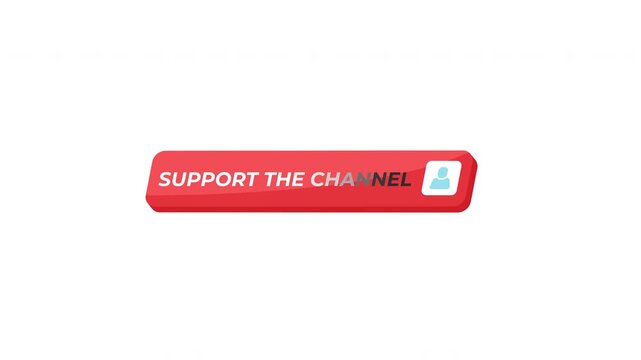 Support channel isometric UI button animation. Audience contribution. Creator help. Content funding. Viewer backing. Click interaction motion. Modern social media interface element animated tap