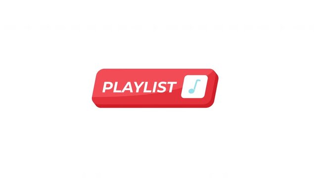 Playlist isometric UI button animation. Grouped media content. Video collection. Music streaming list. Play queue. Click interaction motion. Modern social media interface element animated tap