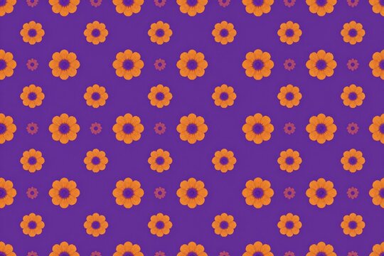 a purple and orange floral pattern on a purple background