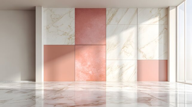 Modern Interior Design with Marble and Rose Gold Accents.