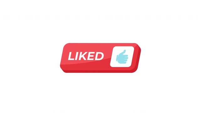 Liked isometric UI button animation. Positive feedback. Engagement reaction. User response. Content viewer approval. Click interaction motion. Modern social media interface element animated tap
