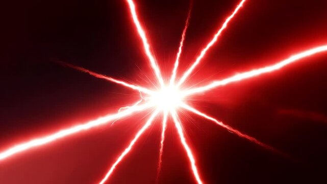 Bright red electric spark energy explosion with radiant light burst and dynamic glow