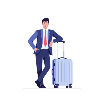 Businessman with Suitcase, Business Travel, Professional Man, Airport Luggage, Ready to Go