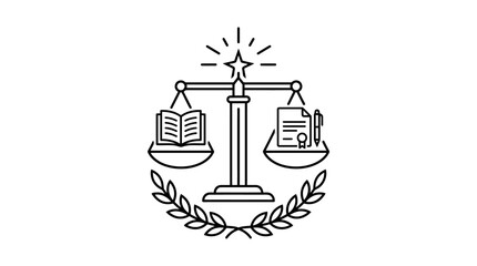 Obraz premium Legal Balance Scales of Justice with Book and Document