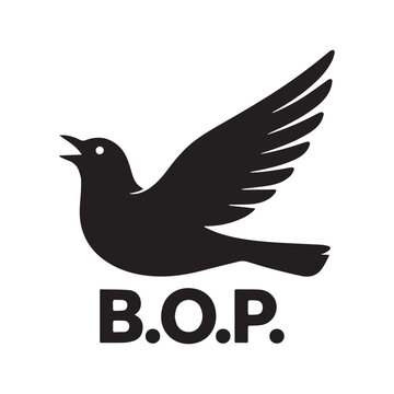 Black Bird of Prey Logo Design With Bold B.O.P. Text On White Background