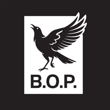 Black Bird of Prey Logo Design With Bold B.O.P. Text On White Background