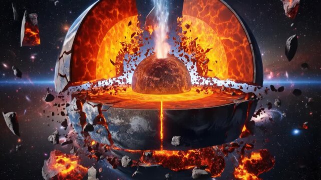 Exploding Planet Earth in Space.