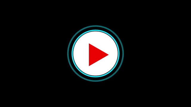 play icon, video play icon for website and mobile phone on black background. glowing play button animation. Press to play. On black background .Video, play button icon animation.4k animation video.