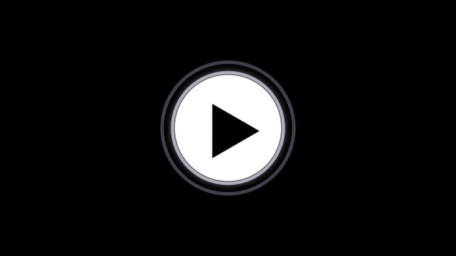 play icon, video play icon for website and mobile phone on black background. glowing play button animation. Press to play. On black background .Video, play button icon animation.4k animation video.