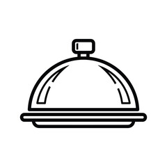 Fototapeta premium Simple Black Outline Icon of a Food Cloche or Serving Dome on a White Background