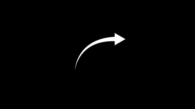 Right turning directional road arrow. Turn arrow icon trendy flat style. share arrow icon animation and black background.4k animation video