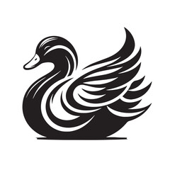 Fototapeta premium Black Peking Duck Silhouette Vector, High Quality Illustration on White Background