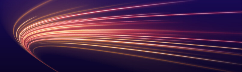 Dynamic speed trail with rainbow glow, smooth curves and luminous motion vector © longstock