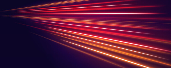 Vibrant speed light trail with multicolor gradient, glowing edges and smooth motion vector © longstock
