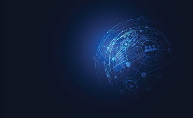 Obraz na płótnie Canvas Global network connection. World map point and line composition concept of global business. Vector Illustration