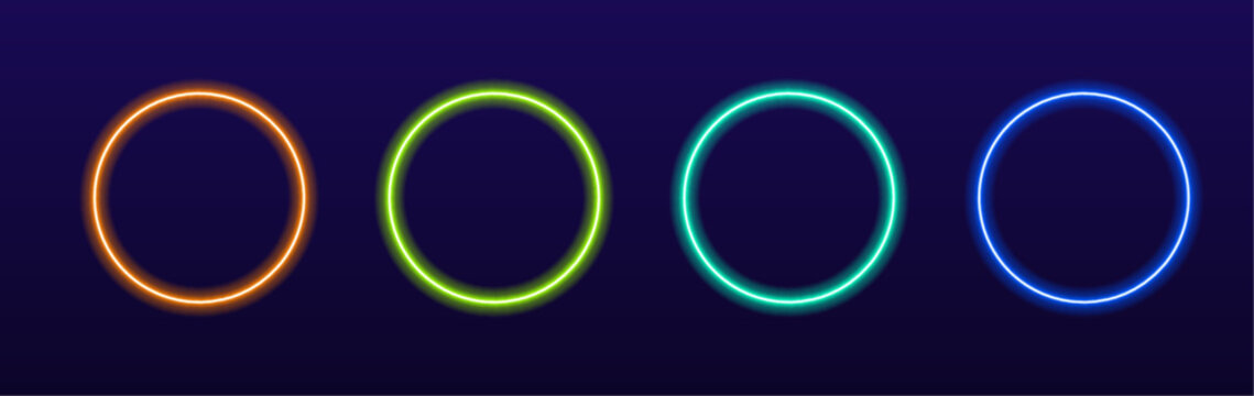 Neon luminous circle with glowing highlights, smooth gradient and vibrant light effect vector