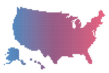 gradient pixel usa map, american map consisting of squares © extracoin