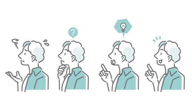 Caucasian man's facial expression variations avatar set Simple and stylish line art illustrations