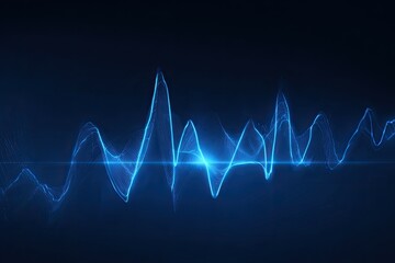 Fototapeta premium Abstract Blue Sound Waveform Visualization on Dark Background.