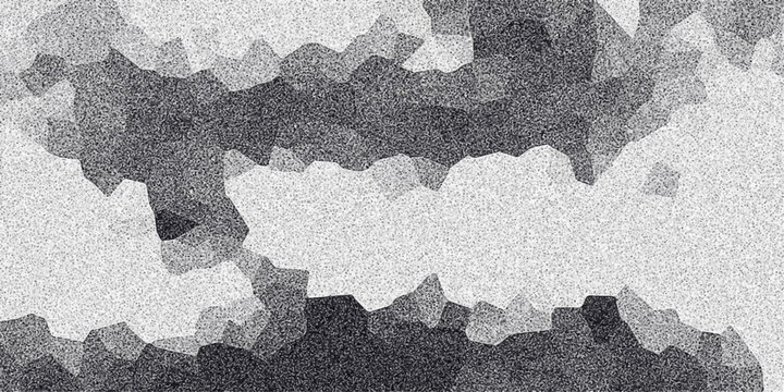 Abstract grayscale mosaic pattern with granular texture and jagged geometric shapes creating a textured background for design and digital art applications