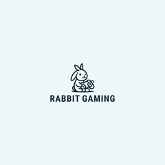 Fototapeta premium Rabbit gaming logo design template vector illustration