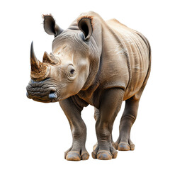 Obraz premium White rhinoceros walking in a natural setting during the daytime surrounded by grass and open space