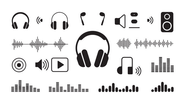 Black and white of audio equipment and sound waves