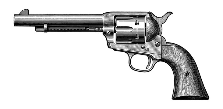 Colt Single Action Army Peacemaker revolver vintage engraving