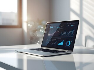 Fototapeta premium Laptop With Artificial Intelligence Data Analytics Interface
