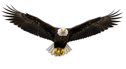 Obraz premium Bald eagle flying wings spread isolated majestic bird wildlife predator symbol