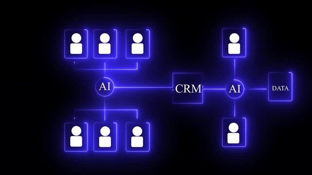 AI and data analysis to identify target audience. Concept of customer segmentation, partner profiling, predictive analytics, CRM system, and strategic business intelligence.