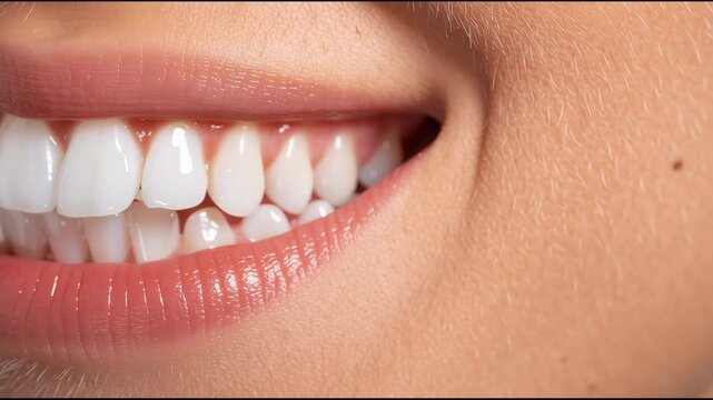 close up healthy white teeth perfect smile beauty dental care concept studio lighting high detail