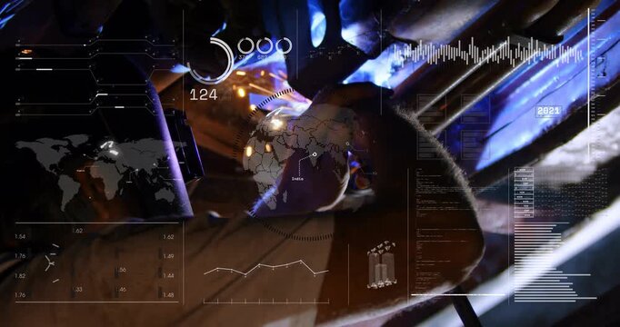 Upon tool hitting seam, tech guiding torch, producing sparks while HUD data rising, monitoring weld