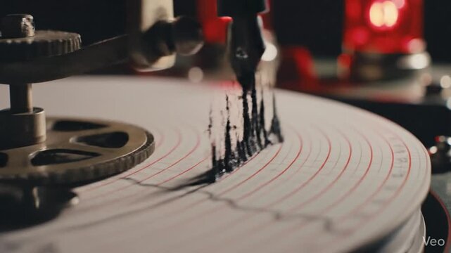 Digital Seismogram Visualizing Seismic Activity Magnitude. Polygraph Lie Detector Pulse Wave Graph and Tectonic Ground Motion Diagram Illustrating Sound Frequency Vibration Waveform Recording.
