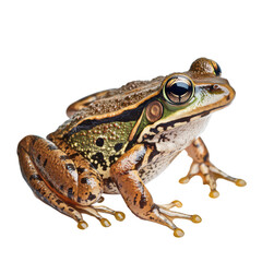 Naklejka premium Frog sitting on a smooth surface in a studio setting during daylight hours with natural light highlighting its features and colors