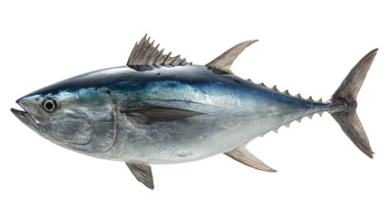 Fototapeta premium Tuna fish displaying fins and body features in captured underwater view during a dive session