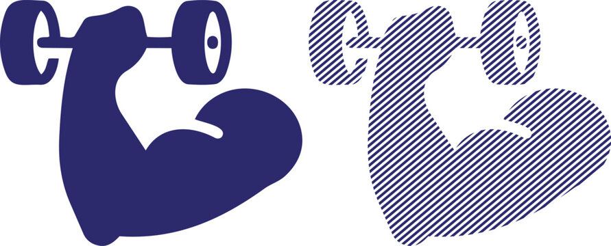 Vector bicep flexing with dumbbell silhouette vector