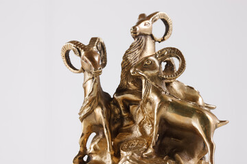 Triple Level Wealth Golden Goat Statues - Business Success Composition