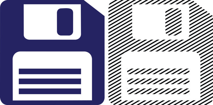Vector save icon floppy disk in blue and black pattern vector art