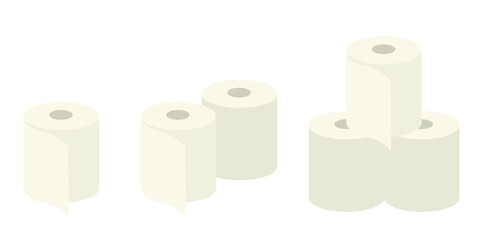 単体と複数配置のトイレットペーパーイラスト 日用品・衛生用品・防災備蓄に使えるシンプルなベクター素材 © doko