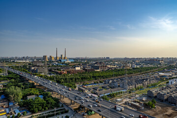 Fototapeta premium Beijing Gaobei Overpass Cityscape with Industrial District