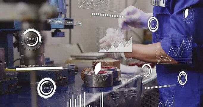 Vertical video: Male tech reaching for rotor, wiping, aligning at press, HUD tracking assembly