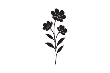 Obraz premium Simple black silhouette of three blossoming flowers on a stem