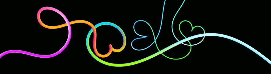Obraz premium Wave Color Line Heart Shape Background. Abstract Love Design with Flowing Gradient Lines and Romantic Curve Pattern Vector Illustration.