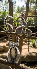 Fototapeta premium Ring-tailed Lemurs: Sunny Gathering